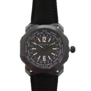BVLGARI Octo Rome World Timer Oc41swt SS Rubber Black Automatic Watch Black